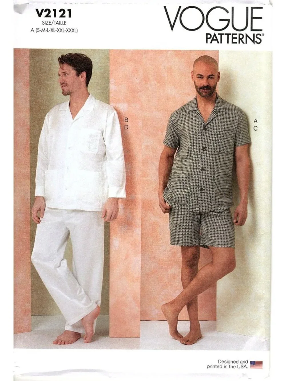 Vogue V2121 Mens S to XXXL Unique Pajama Lounge Set Uncut Sewing Pattern